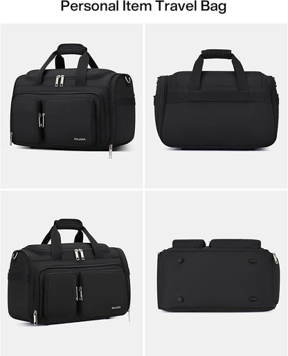 MILADA Underseat Carry On Luggage Bags for Travel Lightweight Foldable Carry On Bags for Airplanes Small Duffle Bag for Men Women Personal Weekend Overnight Travel Tote Bags, Black