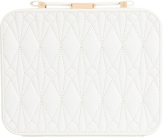 White Jewelry Box, Large Travel Jewelry Case Organizer, 2 Layer Jewelry Holder Organizer, Traveling Jewelry Organizer for Women, Watch Case for Women, White