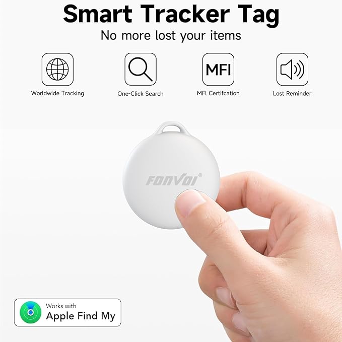 2025 New [Apple MFi Certified] (iOS Only) Air Tag, Bluetooth Tracker for Apple Find My, Replaceable Battery, Key Finder and Item Locator Smart Tag for Keys, Bags, Luggage, Pets, Wallet (White, 4PCS)