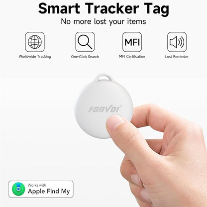 2025 New [Apple MFi Certified] (iOS Only) Air Tag, Bluetooth Tracker for Apple Find My, Replaceable Battery, Key Finder and Item Locator Smart Tag for Keys, Bags, Luggage, Pets, Wallet (White, 4PCS)
