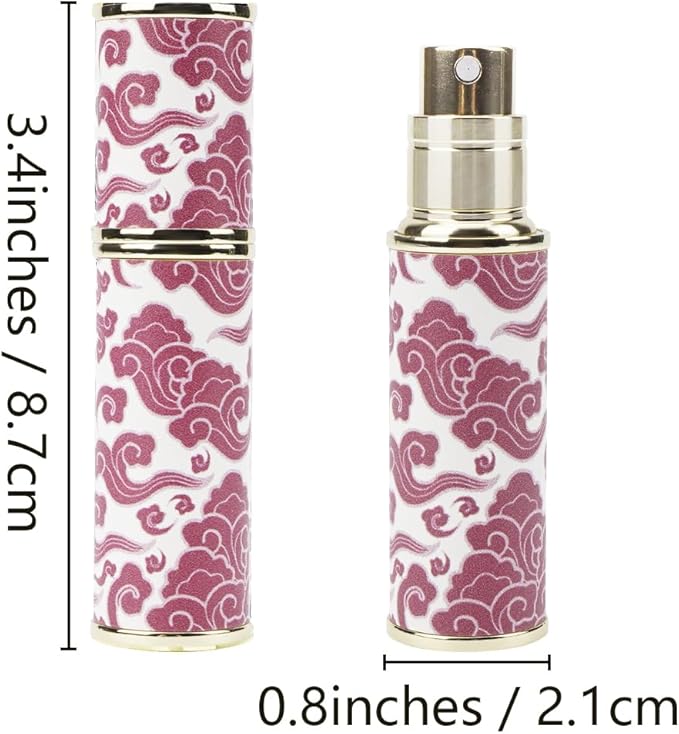 LUEXBOX Portable Perfume Bottle for Travel, Mini Refillable Perfume Dispenser, 5ml Faux Leather Leak Proof Perfume Atomizers, Red and White Bottles Sprayer for Pocket Perfume(Red)