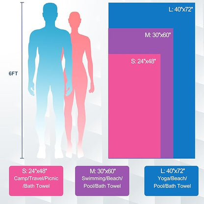 Eunzel Quick Dry Camping Towel, Microfiber Travel Towel Super Absorbent Fast Drying Towel for Camping, Beach, Gym, Backpacking, Yoga & Swimming(40" x 72", Army Green)