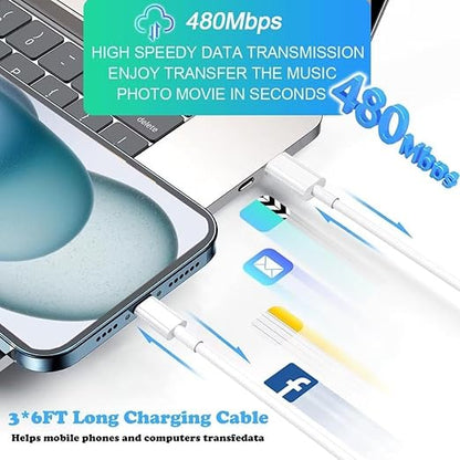 iPhone Fast Charger, 3 Pack MFi Certified PD Type C Fast Charger Block with 3 Pack 6FT USB C to Lightning Fast Charging Data Sync Cable Compatible with iPhone 14 13 12 11 Pro Max XS XR X 8 iPad-White