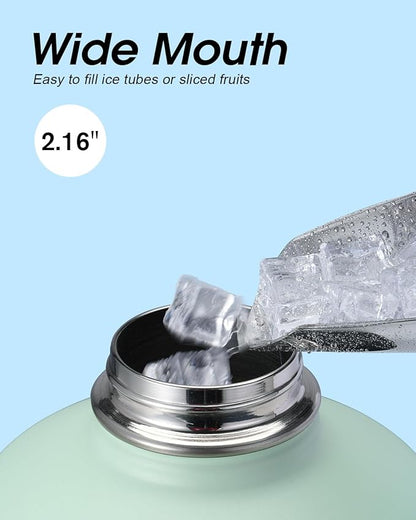 Coolflask 128 oz Gallon Water Bottle Insulated with Straw&3 Lids, Water Jug Large Stainless Steel Metal Vacuum Wide Mouth for Sports, Gym or Office, Non-BPA Keep Cold 48H Hot 24H, Ombre Green