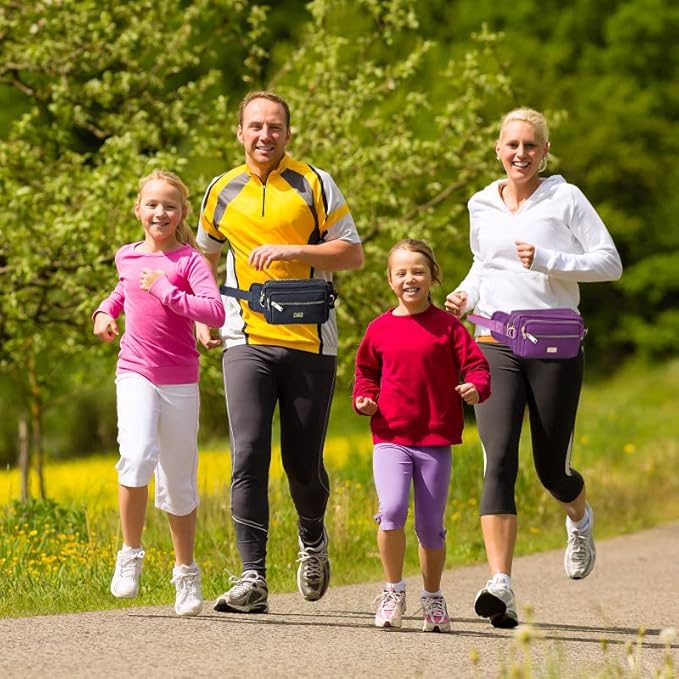 Extra Large Fashion Fanny Pack for Men Women, Waist Bag for Waterproof Hiking Running Biking Gym Outdoor Sports Travel Belt Bag (Purple)