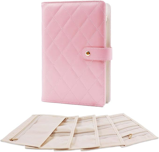 Travel Jewelry Organizer Case ， Portable Jewelry Organizers Storage Book, Compact Jewelry Roll for Earrings, Rings, Necklaces - Perfect Jewelry Travel Bag for Women