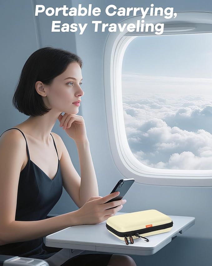 Clean-Beige Hard Shell Case for Electronic Accessories Organizer - Large Hard Carrying Case for Power Bank, External Hard Drive, Cell Phone, Charger, Cable - Portable Protection Travel Pouch Bag