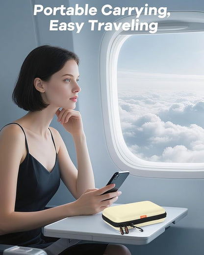 Clean-Beige Hard Shell Case for Electronic Accessories Organizer - Large Hard Carrying Case for Power Bank, External Hard Drive, Cell Phone, Charger, Cable - Portable Protection Travel Pouch Bag