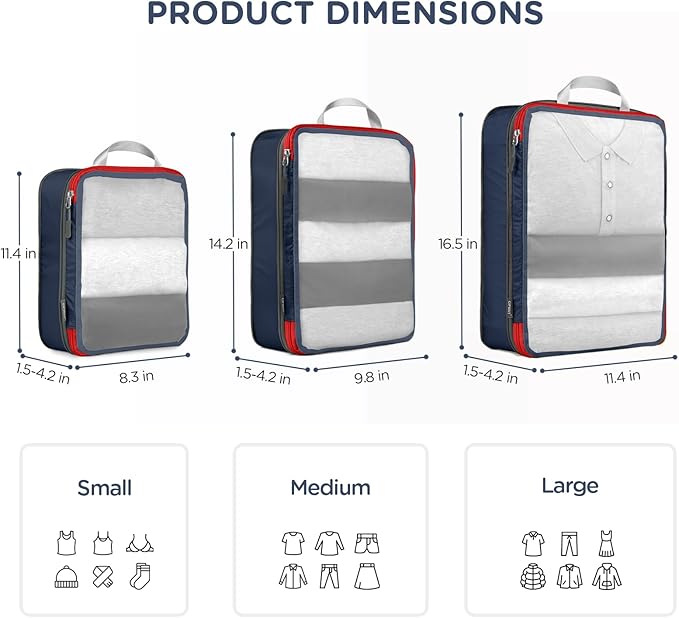 Cipway Mesh Compression Packing Cubes, Ultralight See Through Luggage Organizer Bags, Travel Essentials for Carry on Suitcase（3 Pcs,Blue）