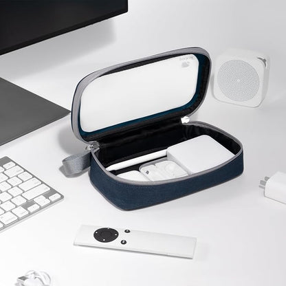 pack all Clear Electronic Organizer, TPU Cable Organizer Bag, Compact Cord Travel Organizer for Cables, Chargers, Phones, USB cords, SD Cards (Dark Blue)