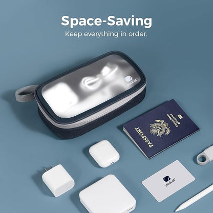 pack all Clear Electronic Organizer, TPU Cable Organizer Bag, Compact Cord Travel Organizer for Cables, Chargers, Phones, USB cords, SD Cards (Dark Blue)