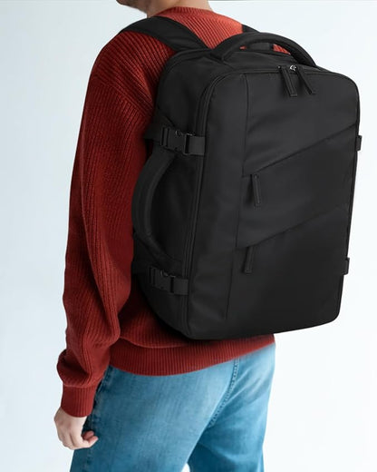 Capolo Travel Backpack for Women Men Waterproof Laptop Backpack Flight Approved Carry On Backpack Overnight Weekender Bag College Bookbag for Business, Work, Traveling Fits 17 '' Laptop,Black