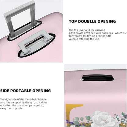 Flower Lette T Pink Luggage Cover Elastic Washable Stretch Suitcase Protector Anti-Scratch Travel Suitcase Cover for Kid and Adult S (18-21 inch suitcase)