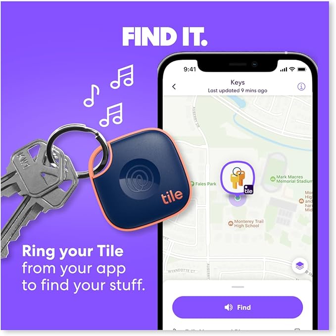 Tile by Life360 Mate - Bluetooth Tracker, Keys Finder and Item Locator for Keys, Bags and More. Phone Finder. Both iOS and Android Compatible. 4-Pack (Black)