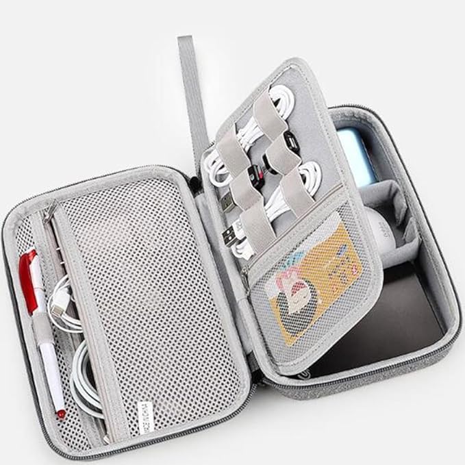 Hard Electronic Organizer Travel Cable Accessories Bag, Waterproof Electronic Organizer Case, Shockproof Electronic Accessories Organizer Bag for Power Bank,Adapter,Chargers,Mouse,Cable,Flash Drive