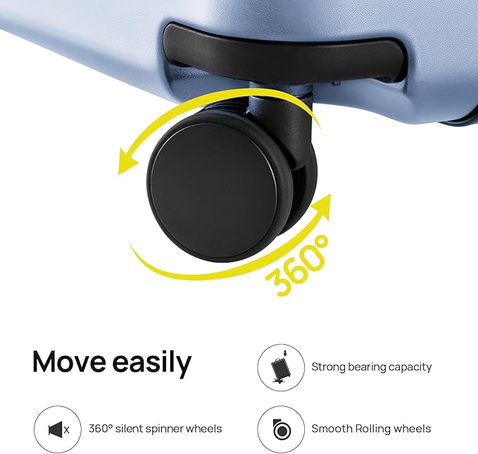 NINETYGO Large Checked Luggage 28 Inch, Checking In Luggage with Smooth Spinner Wheels, Expandable, Hard Shell PC+ABS Suitcase, Lightweight Travel Luggage, TSA Approved (Blue, Andes)