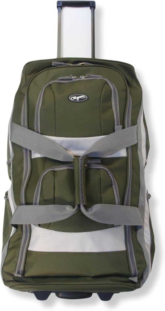Olympia U.S.A. 29 inch Jumbo Size 8 Pockets Wheeled Rolling Duffel Bag Water Resistant Luggage Lightweight Travel Suitcase with Retractable Handle