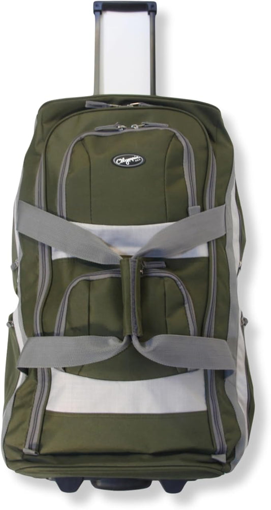 Olympia U.S.A. 29 inch Jumbo Size 8 Pockets Wheeled Rolling Duffel Bag Water Resistant Luggage Lightweight Travel Suitcase with Retractable Handle