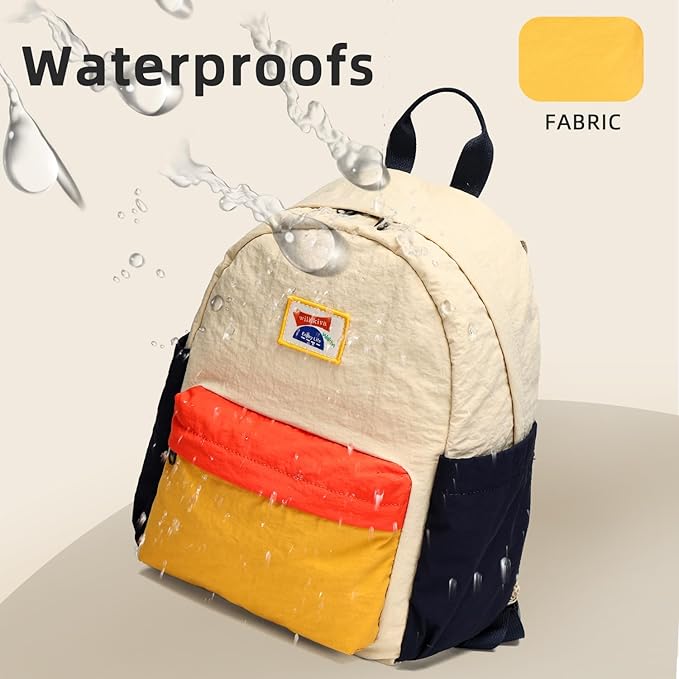 willikiva Kids Backpack for School Boys Girls Teens Toddler Backpack Waterproof Kindergarten Preschool Elementary Bookbag Children Travel Bag(Off White Yellow,Medium)