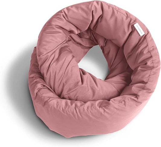 Huzi Infinity Pillow - Travel Neck Pillow - Versatile Soft 360 Support Scarf - Machine Washable - Home Travel Flight Road Trips Airplane Sleeping (Rose)