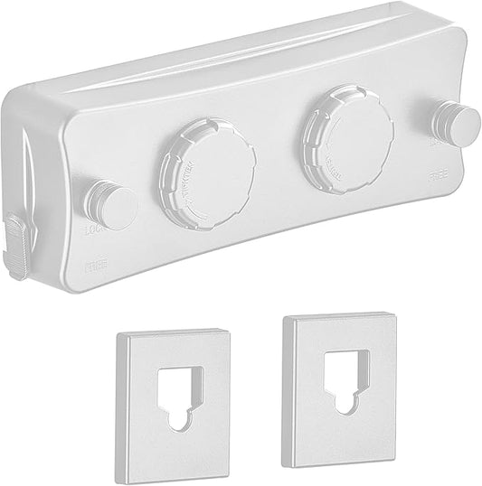 JOOM Retractable Clothesline Heavy Duty Clothes Drying Laundry Line Wall Mounted Easy Hanging Clothes Drying Laundry Line Retracting Hanging Lock to Prevent Sagging (Two line,White)