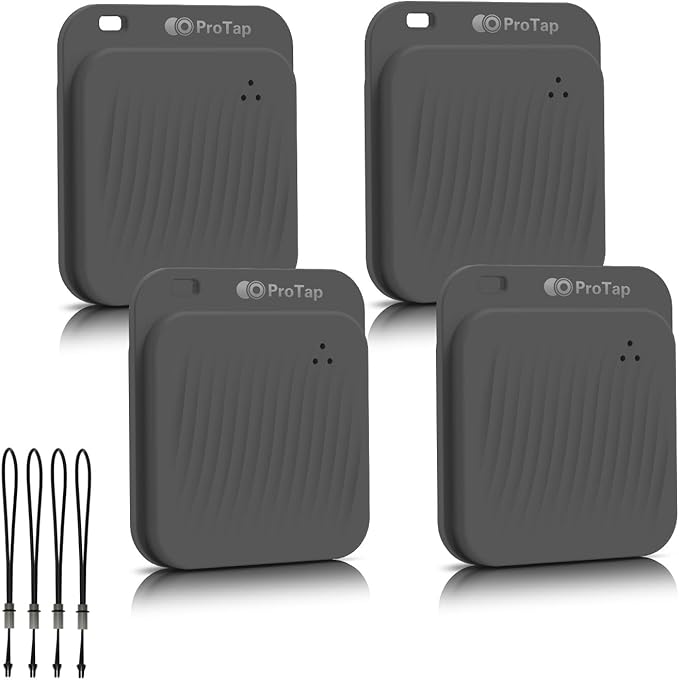 4 Pack Air Tracker Tags (iOS Only), Bluetooth Tracker for Apple Find My App, Replaceable Battery, Item Finders and Locator Smart Tag for Keys, Bags, Luggage, Wallet- Dark Gray