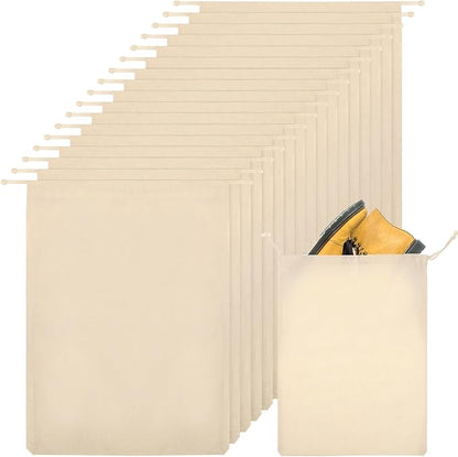 Hillban Shoes Bag for Travel Storage Dust Proof Cotton Drawstring Bag Breathable Pouch for Travel Home Pantry Accessories