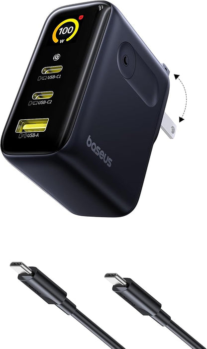 Baseus 4G LTE Mobile Hotspot & 20000mAh 67W Power Bank 2-in-1 Picogo 100W USB C Laptop Charger with Smart Display