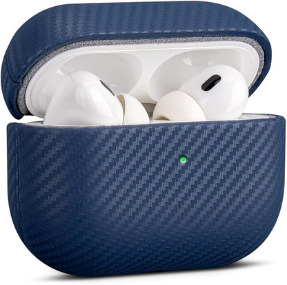 Leather Case - for AirPods Pro 3 Case Cover - Selected Skin-Friendly Leather, with Carbon Fibre Texture, Handmade Drop Protective Hard Cover for AirPods Pro 3rd Generation Earbuds - White