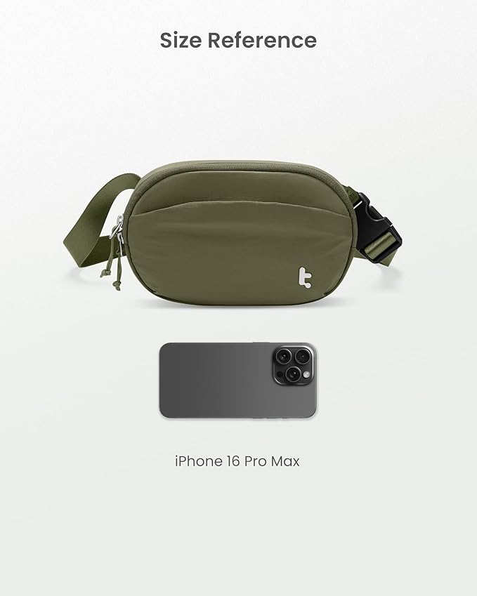 tomtoc Belt Bag with RFID Blocking, 1.5L Cross Body Fanny Pack for Women Men, Sling Waist Bags with Adjustable Strap for Travel Walk