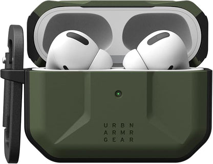 UAG Designed for AirPods Pro (2nd Gen 2022) Civilian Olive Drab, Premium Rugged Slim Water Resistant Full Protective Case Cover with Detachable Keychain Carabiner by URBAN ARMOR GEAR