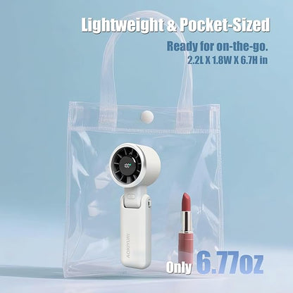 Foldable Handheld Fan | 5-Speed Turbo Blast | 16-Hour Runtime | Type-C Fast Charging | 3-in-1 Portable Design - Perfect for Travel, Camping, Office & Gifts