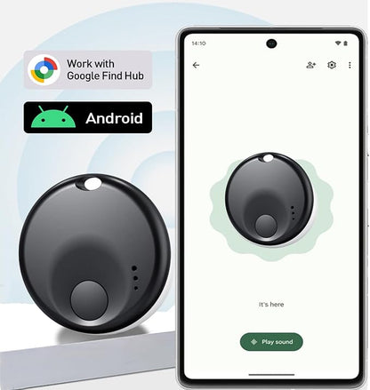 Air Tags-4 Pack Android Smart Luggage Tracker Tag Work with Google Find Hub Ap (Android Only), Loud Sound, Replaceable Battery, for Keys/Backpack/Suitcase/Wallet, Black