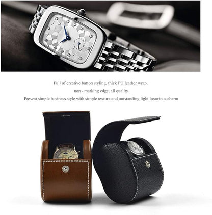 Oirlv Luxury Leather Watch Storage Box Travel Single Watch Case Watch Gift Box for Christmas Anniversary Birthday(Brown)