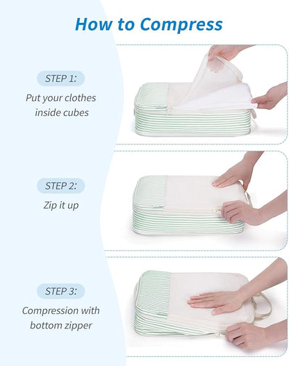 Narwey 6 Set Compression Packing Cubes for Travel Kids Women Carry on, Packing Organizers Bag for Backpack Luggage Suitcase Duffle Bags