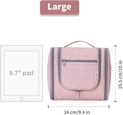 Narwey Hanging Toiletry Bag for Women Travel Makeup Bag Organizer Toiletries Bag for Cosmetics Essentials Accessories(Large, Pink)