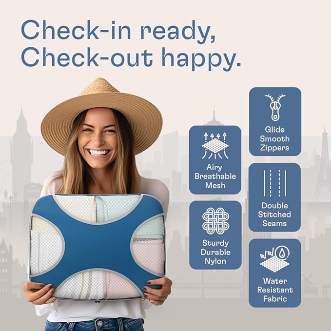 Shacke 6 Set Packing Cubes for Travel - Compression Packing Bags/Travel Organizer - Luggage Organizer Bags for Traveling - Travel Essentials for Women - Cruise Must Haves Packing List