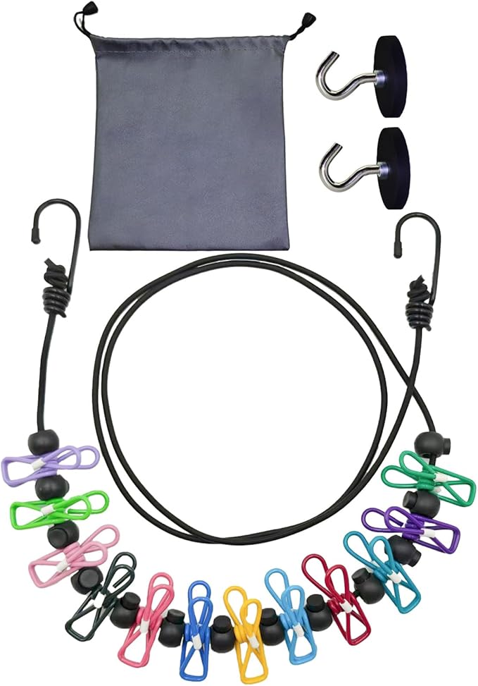 Retractable Magnetic Clothes Line for Cruise Ships with Magnetic Hooks,Portable Ship Approved Clothesline for Rv Cruise Ship Essentials 2025&2026 (Multi-Colored, 1)