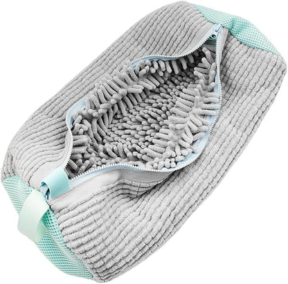 Shoes Laundry Bag Keep Shoes Clean, 2 Pcs Set - Shoe Wash Bag for Washing Machine, 360° Wrap Shoe Washing Bag for Sneakers, Boots & Delicate Footwear, Reusable Shoe Cleaning Bag (Grey)