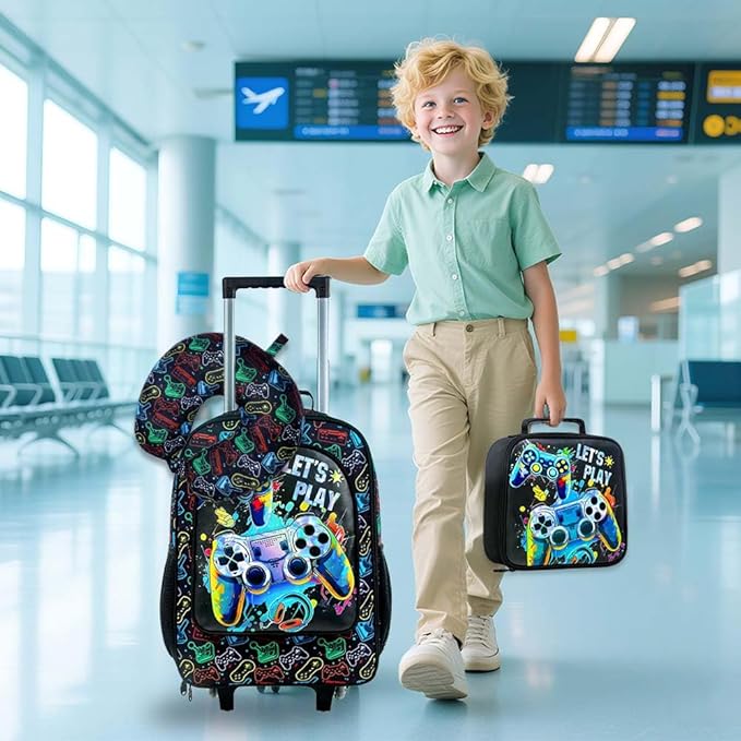 KLFVB Kids Luggage for Boys Girls, Cute Rolling Wheels Suitcase for Toddler, Children Travel Carry on Suitcase