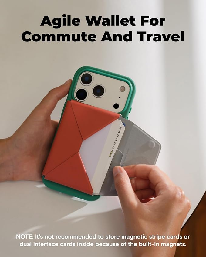 MOFT Magsafe Wallet, Slim Magnetic 8 - Card Holder, Snap Field Wallet with Pull to Access Design, RFID Blocking, MOVAS Veagn Leather Minimalist Travel Wallets for Men & Women, Clay