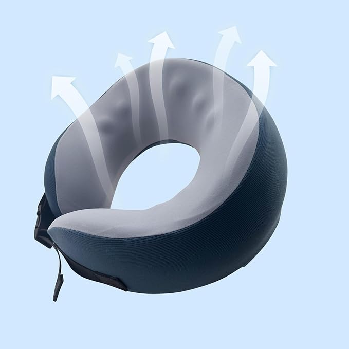 SPRFUFLY Super Soft Travel Pillow, 100% Memory Airplane Pillow with Sleep Mask and Ear Plugs, Breathable Removable Cover & Ergonomic Design - Essentials Neck Pillow for Airplane, Office & Home Use