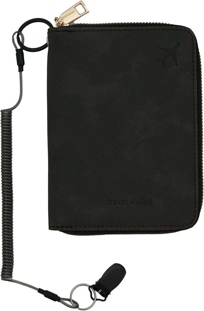 Passport Holder with Tether and Clip to Prevent Loss and Theft, Rfid Passport Holder for Travel, Passport Cover, Wallet & Case for Men and Women (With Tether and Clip)