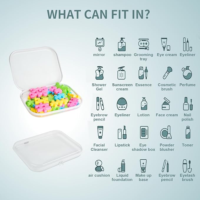 Hard Sided Clear Zipper Case for Storage- Professional-Grade Plastic Clear Zipper Pencil Case,Toy Storage Bins, Toiletry Pouch, Travel Organizer, Cosmetic Bag（White,2 Pack, M）