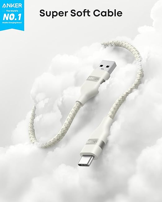 Anker Car Carplay Cable for iPhone 17 16 Pro Max Plus, Upcycled Braided USB A to USB C Car Charger Cord for Samsung Note20 and More (3FT,White)