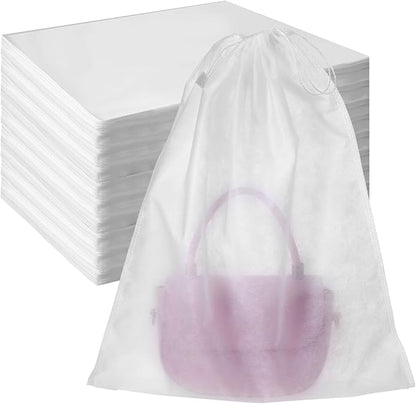 100pcs Dust Bags for Purses Storage Bags for Handbags Drawstring Purse Covers for Dust and Storage 15.7in x 18.89in Breathable Non-woven Fabric Storage Pouch String Bag Travel Shoe Dust Bags
