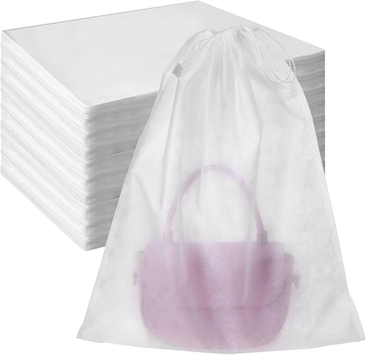 100pcs Dust Bags for Purses Storage Bags for Handbags Drawstring Purse Covers for Dust and Storage 15.7in x 18.89in Breathable Non-woven Fabric Storage Pouch String Bag Travel Shoe Dust Bags