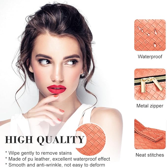 Personalized Initial Makeup Bag,Christmas Gifts for Girl,Preppy Bag Cosmetic Travel Bag Women,Travel Toiletry Organizer,Large Capacity Corduroy Stuff Bag,Cute Cosmetic Pouch Skincare Bag-BR