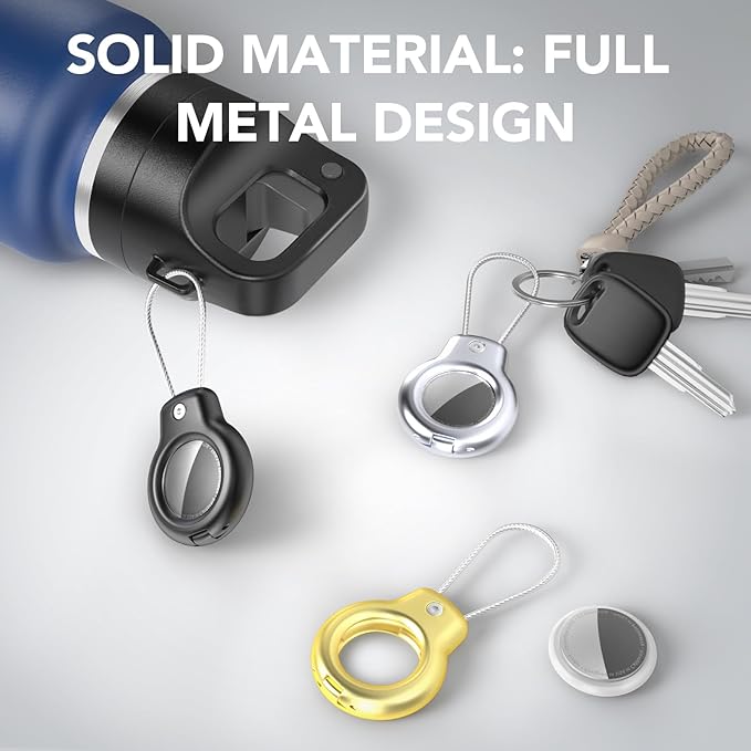 SPGUARD for AirTag Holder Metal Case with Keychain Full Protective Air Tag Cover for Apple Air TagHolder with Wire Cable Luggage Lock Keyring Key Chain Accessories for GPS Item Tracker for Kids