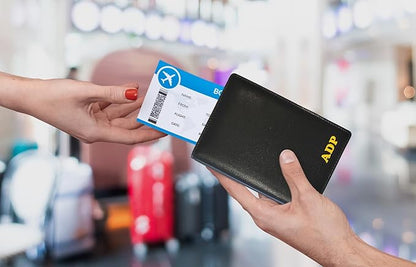 Personalized Monogrammed Black Leather RFID Passport Wallet